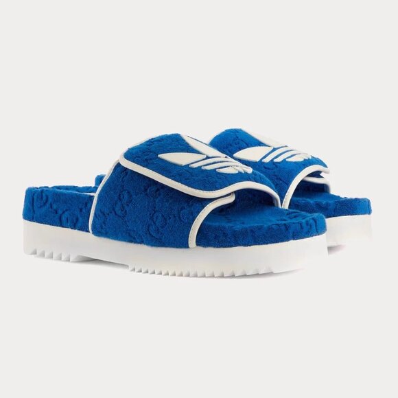 NIB Men's Gucci x Adidas terry cloth platform slides sandals G 11 US 11.5-12 - Picture 1 of 6